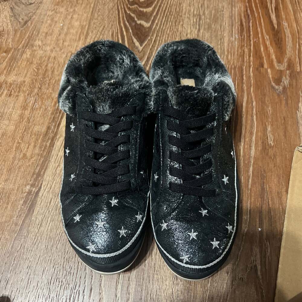 Dr Scholl's Mule Sneakers Size 9 black with stars comfy slippers